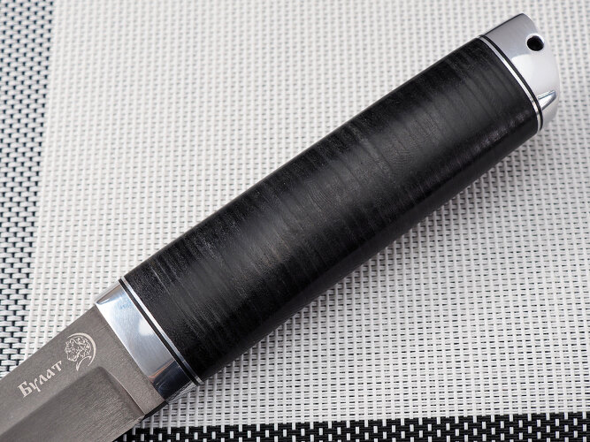 Нож Танто, клинок из тигельного булата, рукоять дюраль, наборная кожа