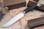 Нож Путник, клинок из стали Bohler N690, художественное литье мельхиор, рукоять морёный граб резной