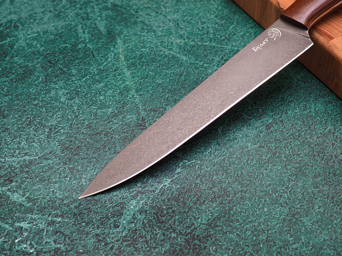 Нож Шеф-повар № 2, клинок из тигельного булата, цельнометаллический, накладки текстолит