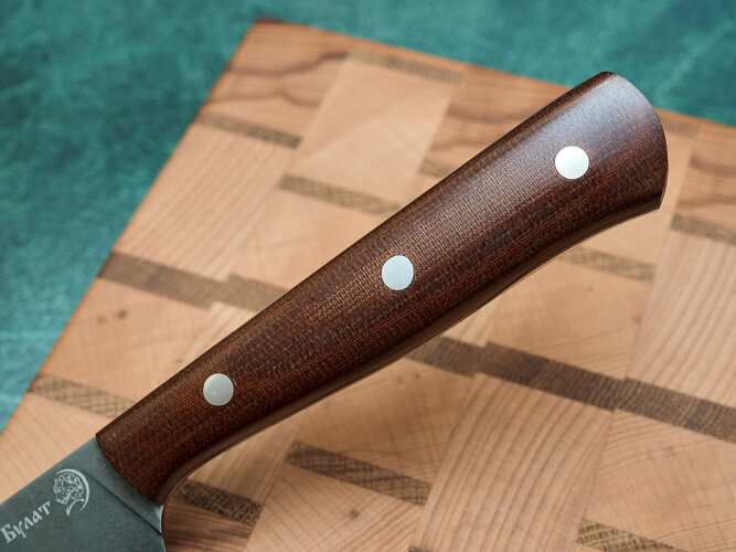 Нож Шеф-повар № 2, клинок из тигельного булата, цельнометаллический, накладки текстолит