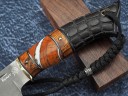 Нож Аллигатор, клинок из тигельного булата, рукоять, стабилизированный бивень мамонта, айронвуд, морёный граб с резной
