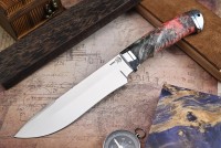 Нож Егерь, клинок из стали Bohler N690, рукоять дюраль, стабилизированный кап клена