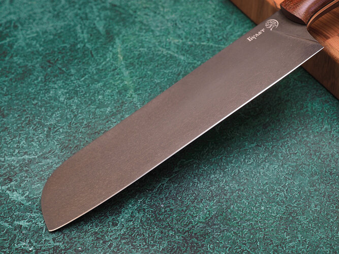 Нож Сантоку, клинок из тигельного булата, цельнометаллический, накладки текстолит