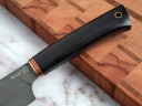 Нож Сантоку, клинок из тигельного булата, рукоять морёный граб