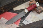 Нож Егерь, клинок из тигельного булата, рукоять элфорин, стабилизированная карельская береза