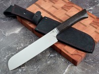 Нож Сантоку, клинок из стали Bohler N690, рукоять из африканского дерева Венге