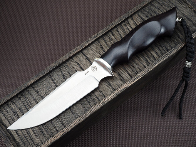 Нож Тигр, клинок из стали Bohler S390, рукоять морёный граб