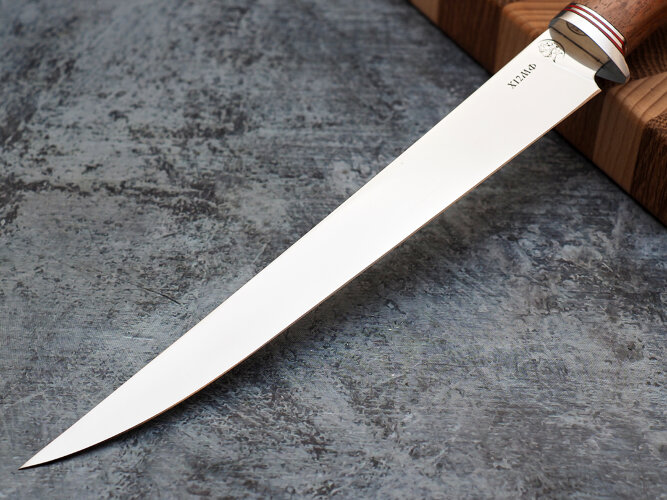 Нож Филейный № 1, клинок из кованой стали Х12МФ, рукоять бубинга