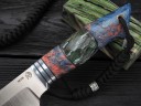 Нож Егерь, клинок из стали Bohler М390, рукоять стабилизированный кап клена, стабилизированный зуб мамонта