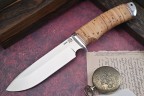 Нож Ворон, клинок из стали Bohler N690, рукоять дюраль береста