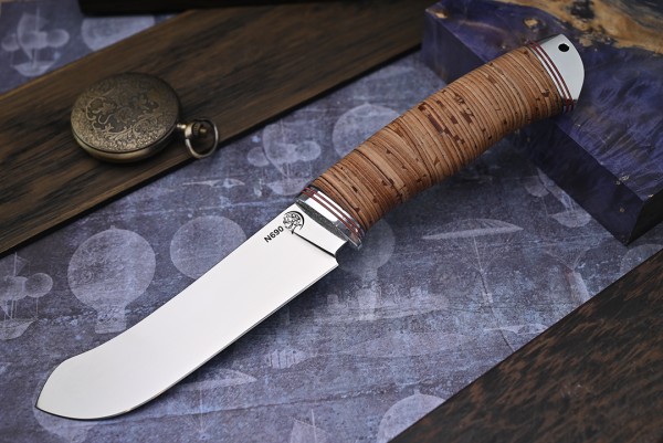 Нож Скиннер, клинок из стали Bohler N690, рукоять дюраль береста