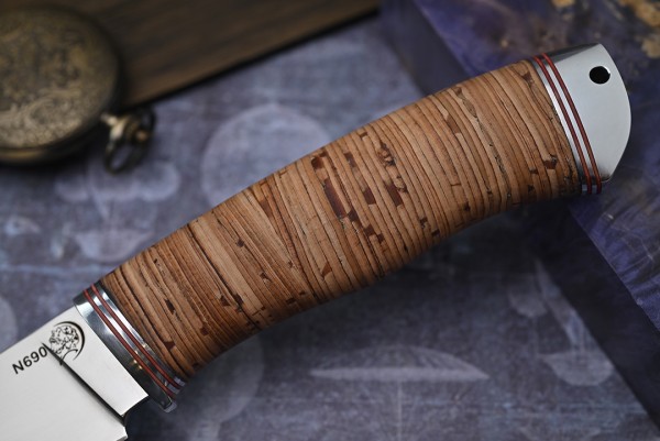 Нож Скиннер, клинок из стали Bohler N690, рукоять дюраль береста