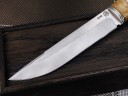 Нож Волк, клинок из стали Bohler М390, рукоять стабилизированная карельская береза, стабилизированный бивень мамонта, айронвуд