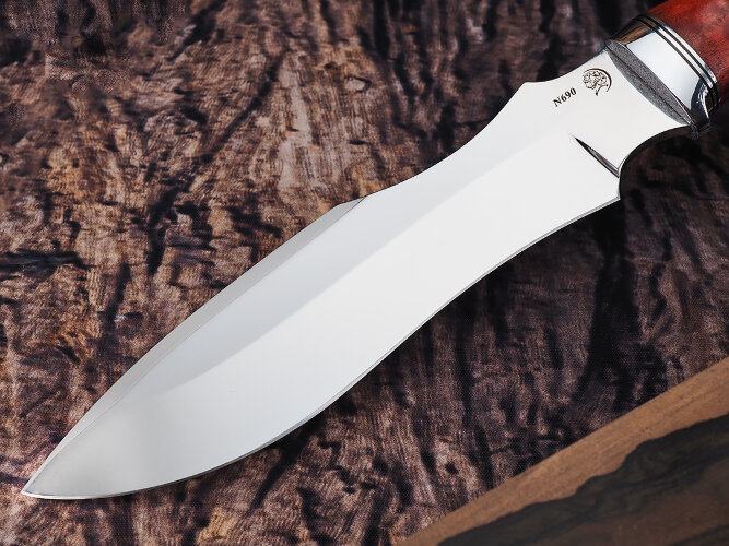 Нож Диверсант, клинок из стали Bohler N690, рукоять дюраль, стабилизированная карельская береза