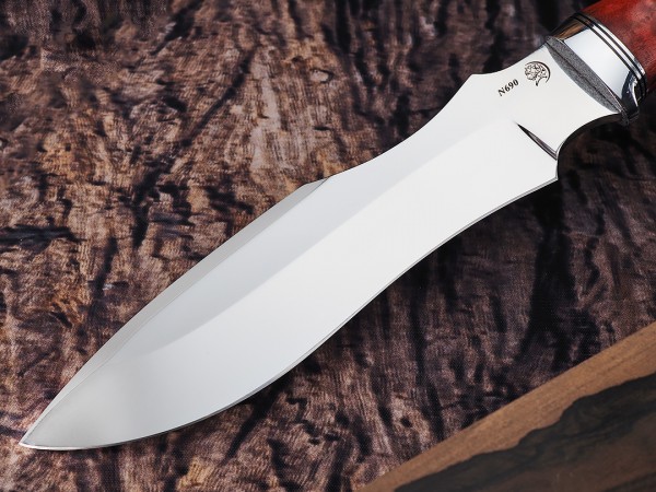 Нож Диверсант, клинок из стали Bohler N690, рукоять дюраль, стабилизированная карельская береза