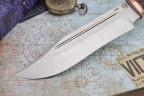 Авторский Нож Аллигатор, клинок из стали Bohler S390, притин мокумэ-ганэ, рукоять аризонское железное дерево айронвуд, вставка стабилизированный бивень мамонта, формованные ножны-итальянская кожа растительного дубления