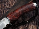Нож Турист, клинок из стали Bohler S390, рукоять литье мельхиор, стабилизированный кап клена
