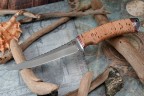 Нож Рыбак, клинок из стали Bohler N690, рукоять береста, дюраль