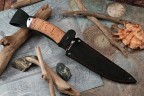 Нож Рыбак, клинок из стали Bohler N690, рукоять береста, дюраль
