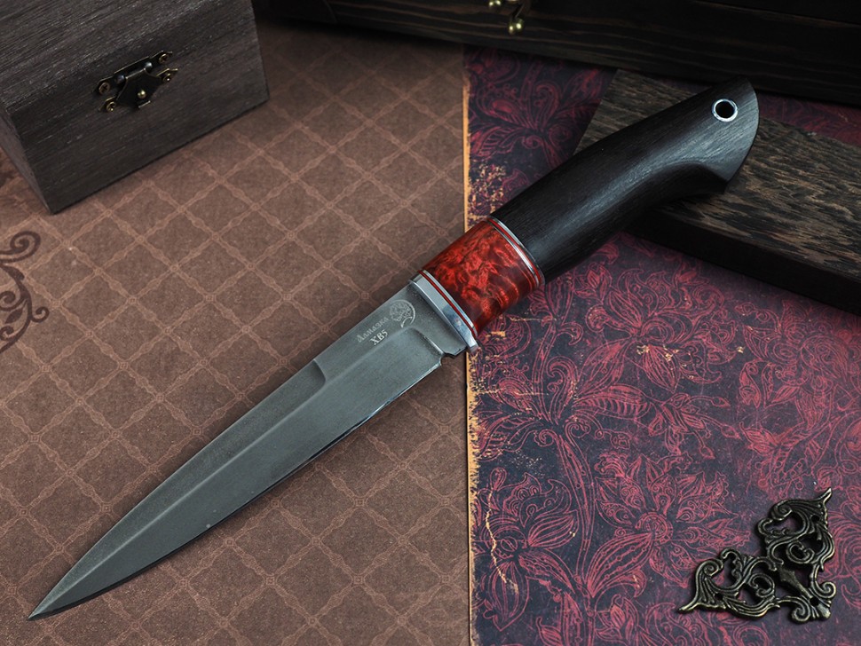 Нож Хищник, клинок из алмазной стали ХВ5, рукоять премиум граб