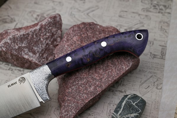 Нож Пчак, клинок из стали Bohler ELMAX, цельнометаллический, накладки дюраль, стабилизированная карельская береза
