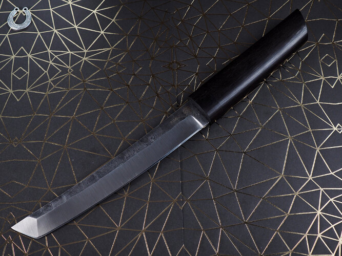 Нож Танто, клинок из кованой стали Х12МФ, рукоять морёный граб