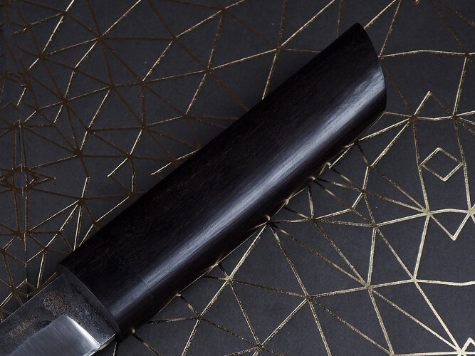 Нож Танто, клинок из кованой стали Х12МФ, рукоять морёный граб