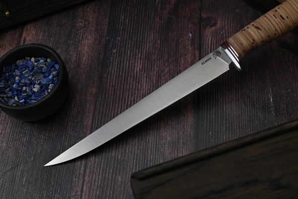 Нож Филейный № 1, клинок из стали Bohler ELMAX, рукоять дюраль, береста
