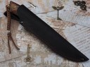 Нож Волк, клинок из тигельного булата, рукоять стабилизированная карельская береза, вставки стабилизированный зуб мамонта