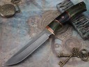 Нож Турист, клинок из алмазной стали ХВ5, рукоять стабилизированная карельская береза, граб, мозаичный пин