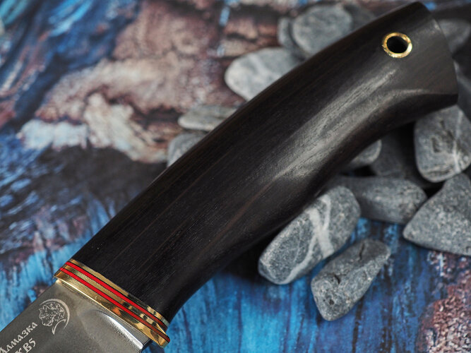 Нож Бобр, клинок из алмазной стали ХВ5, рукоять морёный граб