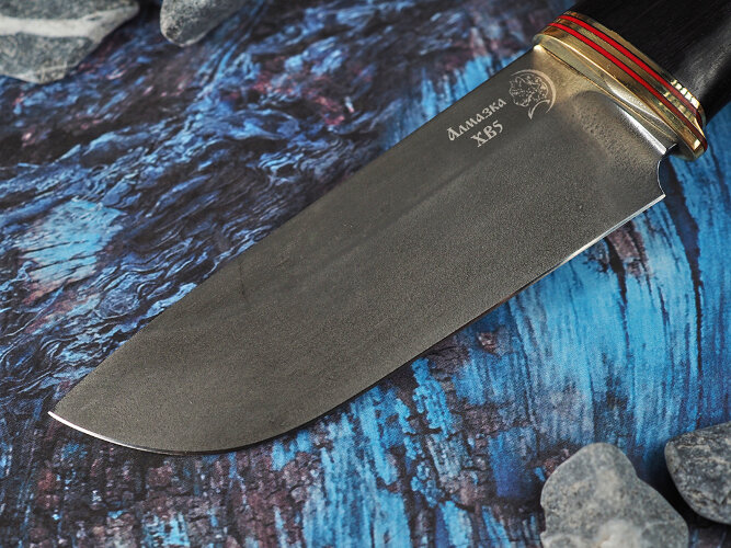 Нож Бобр, клинок из алмазной стали ХВ5, рукоять морёный граб