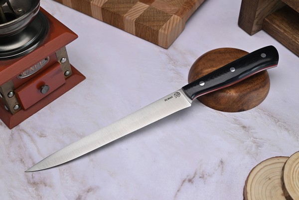 Нож Филейный № 3, клинок из стали Bohler ELMAX, цельнометаллический, накладки микарта