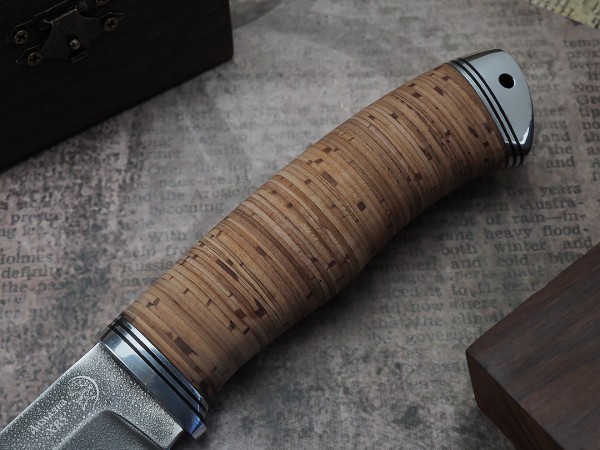 Нож Путник, клинок из алмазной стали ХВ5, рукоять дюраль, береста