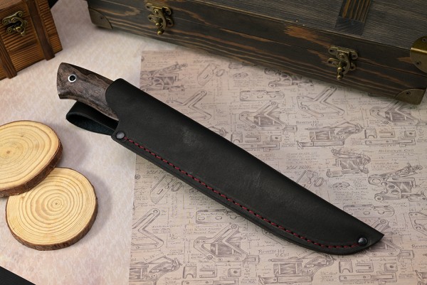 Нож Путник, клинок из стали Bohler ELMAX, рукоять стабилизированная карельская береза, нейзильбер