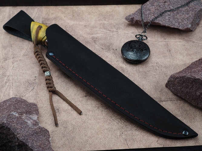 Нож Путник, клинок из стали Bohler К340, рукоять стабилизированный кап клена, айронвуд