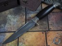 Нож Финка НКВД, клинок из алмазной стали ХВ5, рукоять художественное литьё мельхиор, морёный граб