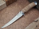 Нож Рыбак, клинок из стали Bohler М390, рукоять дюраль, береста