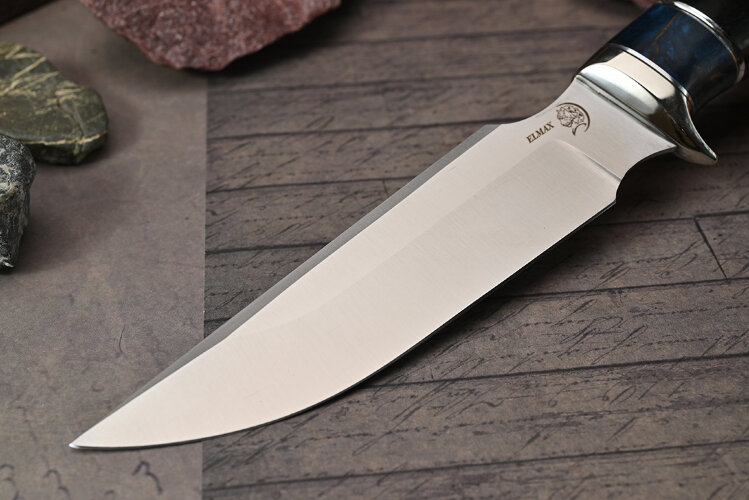 Нож Тигр, клинок из стали Bohler ELMAX, рукоять морёный граб, вставка стабилизированная карельская береза