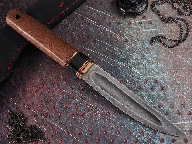 Нож 001, клинок из алмазной стали ХВ5, рукоять морёный граб, бубинга