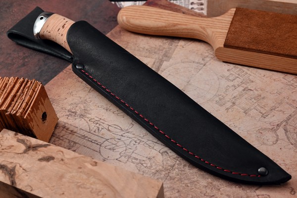 Нож Вепрь, клинок из стали Bohler ELMAX, рукоять наборная береста, дюраль