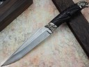 Нож Гепард, клинок из алмазной стали ХВ5, рукоять художественное литьё мельхиор, морёный граб с резьбой ручной работы