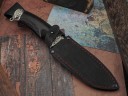 Нож Ворон, клинок из стали Bohler М390, рукоять художественное литье мельхиор, морёный граб резной