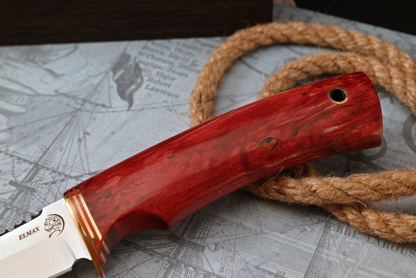 Нож Рыбак, клинок из стали Bohler ELMAX, рукоять стабилизированная карельская береза