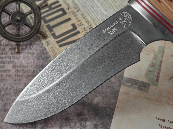Нож Куница, клинок из алмазной стали ХВ5, рукоять дюраль, береста