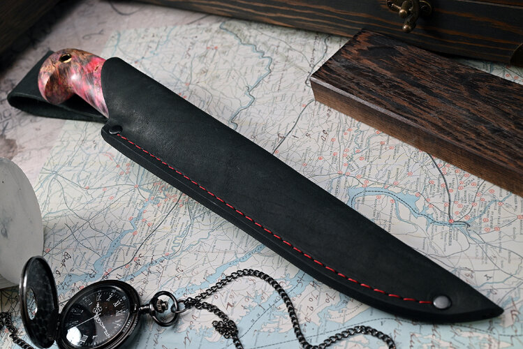 Нож Хищник, клинок из стали Bohler ELMAX, рукоять стабилизированный кап клена