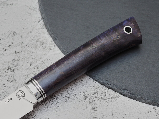 Нож Шеф-повар № 1, клинок из стали Bohler S390, рукоять стабилизированная карельская береза
