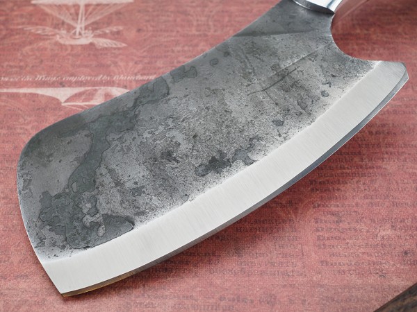 Тяпка №1, цельнометаллическая, клинок выполнен из кованной стали Х12МФ, накладки стабилизированная карельская береза, дюраль