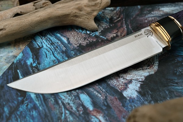 Нож Мангуст, клинок из стали Bohler ELMAX, рукоять стабилизированная карельская береза, вставка морёный граб