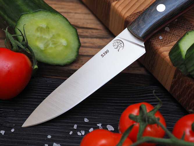 Нож Шеф-повар № 1, клинок из стали Bohler S390, цельнометаллический, накладки микарта